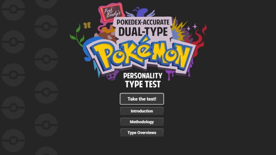 Pokedex-Accurate Dual-Type Pokemon Personality Test screenshot