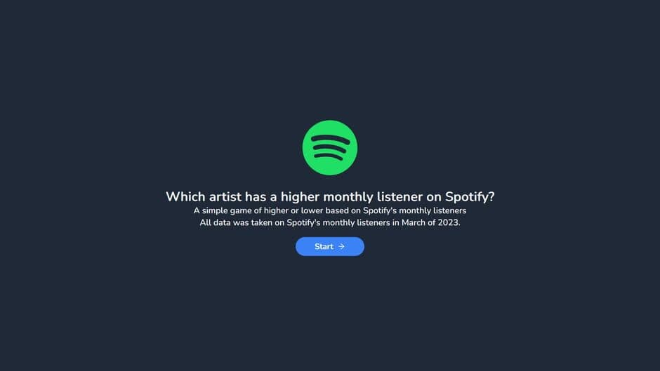 Higher or Lower: Spotify Edition screenshot
