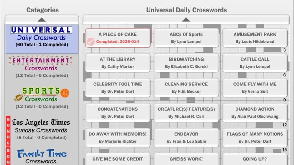 Infinite Crosswords screenshot