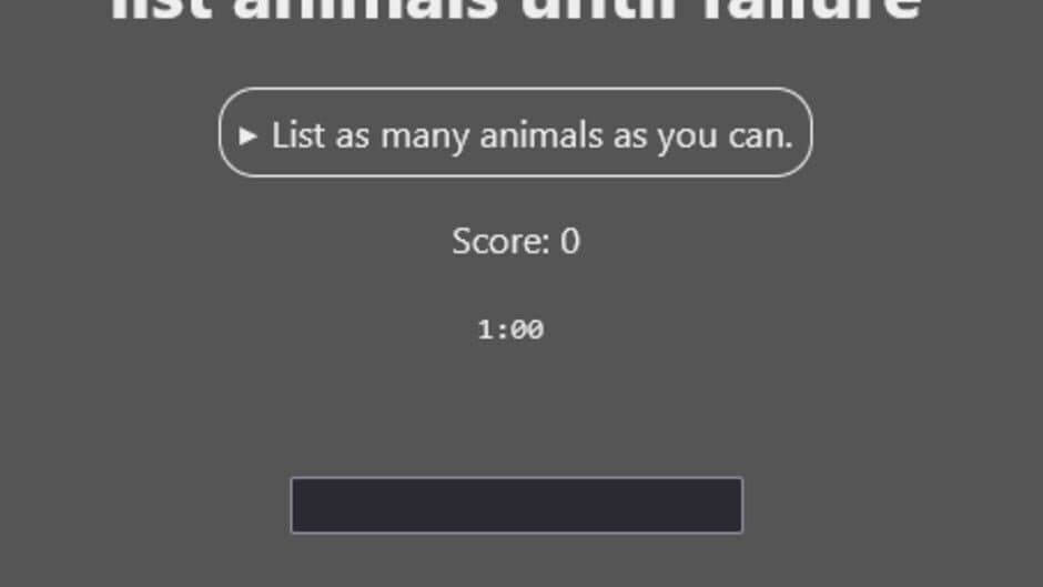 List Animals Until Failure screenshot