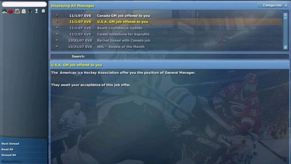 NHL Eastside Hockey Manager 2007 screenshot