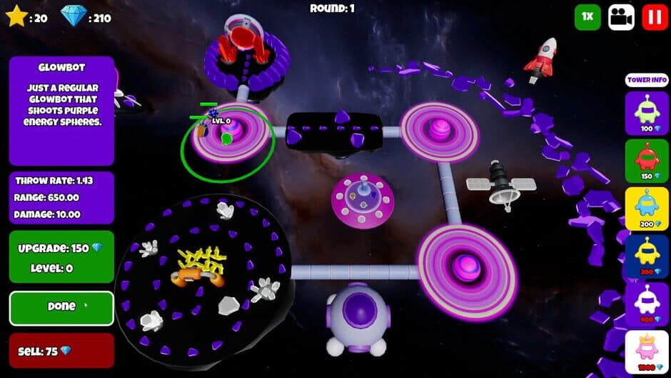 Glowbot Tower Defense screenshot