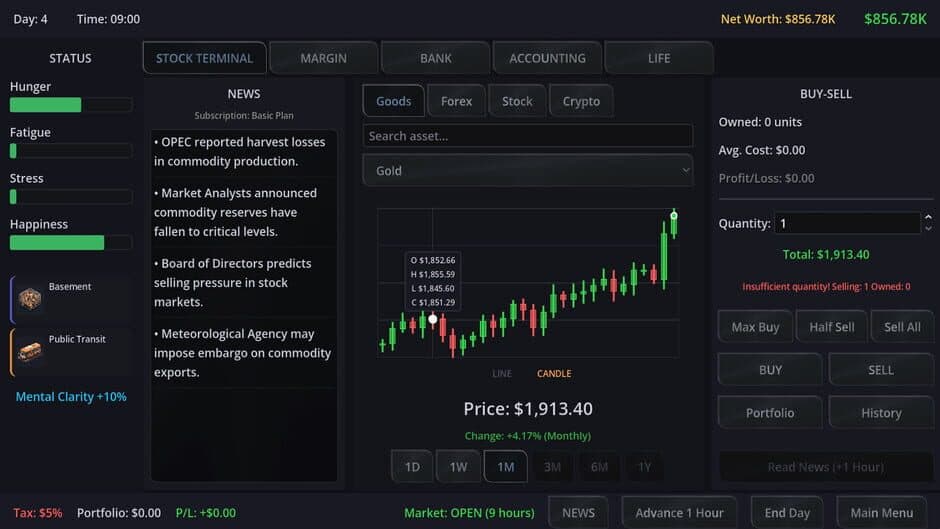 Neo Capitalist: Stock Market Survival Simulator screenshot