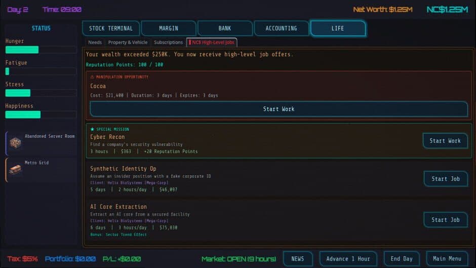 Neo Capitalist: Stock Market Survival Simulator screenshot