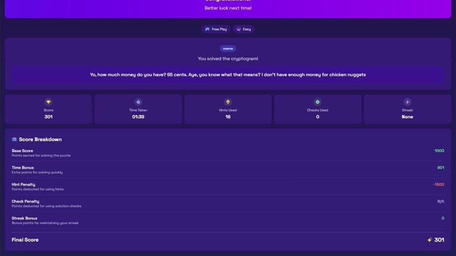 Cryptogram screenshot