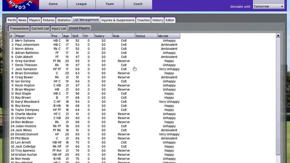 Australian Football Coach 2019 screenshot
