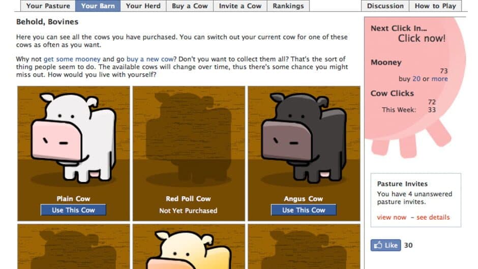 Cow Clicker screenshot