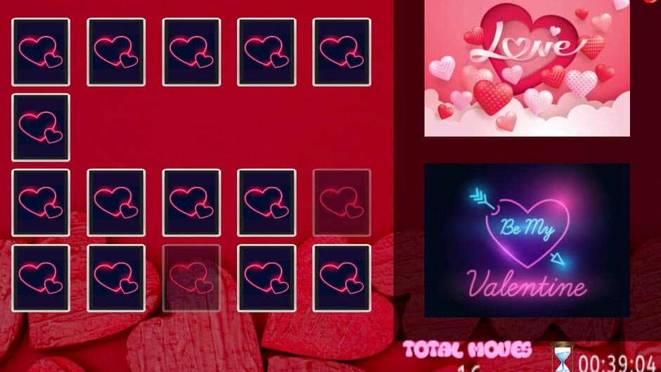 All Valentine Pairs Memory Game screenshot