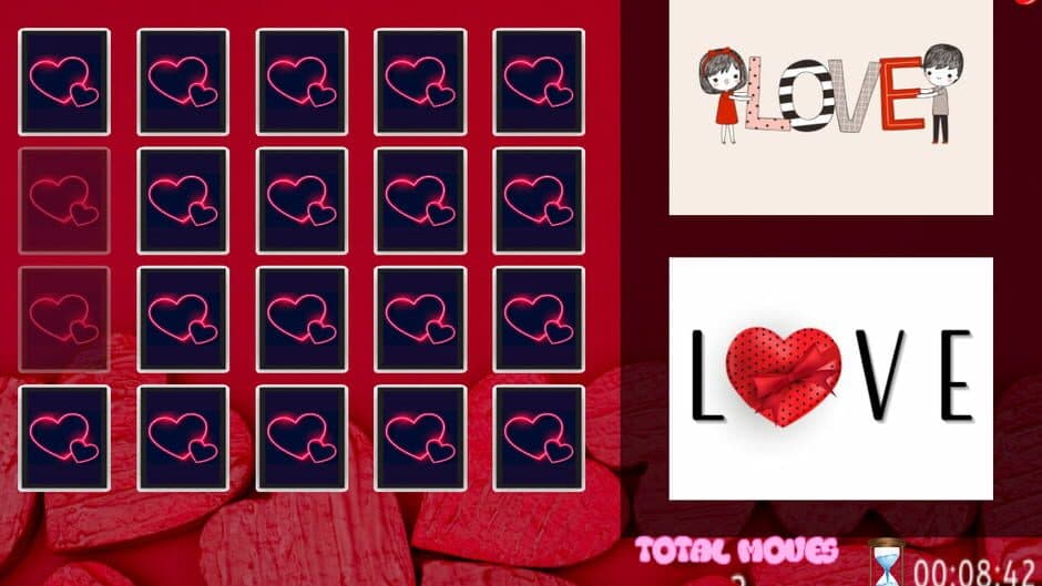 All Valentine Pairs Memory Game screenshot