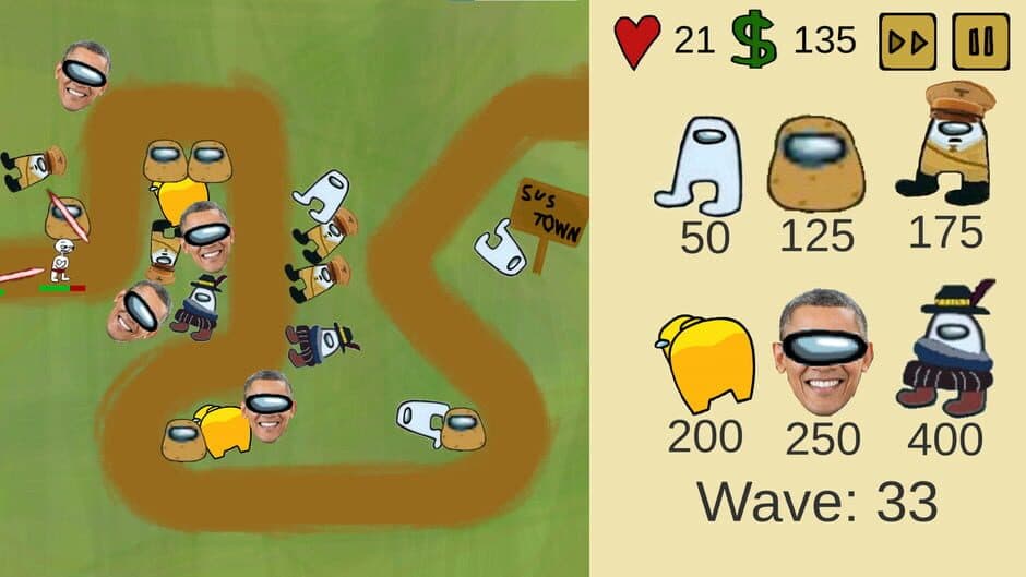 Amogus TD screenshot