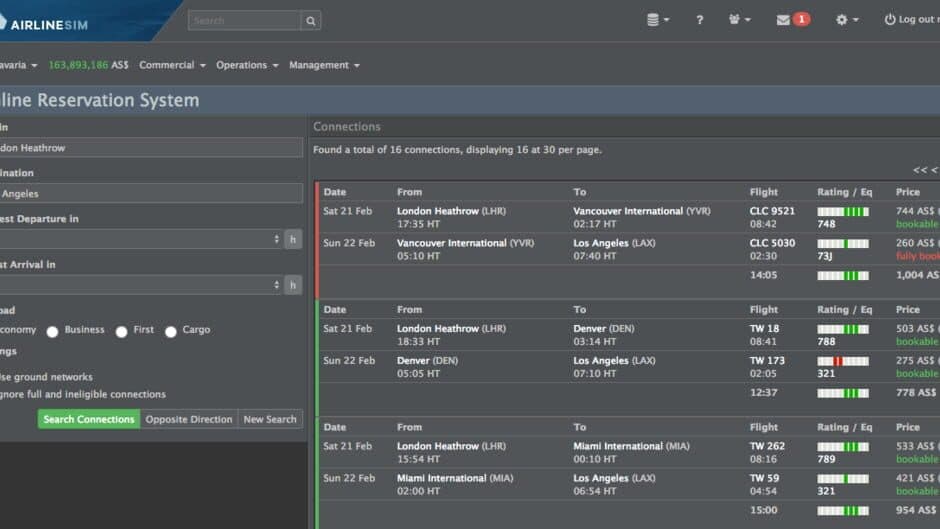 AirlineSim screenshot