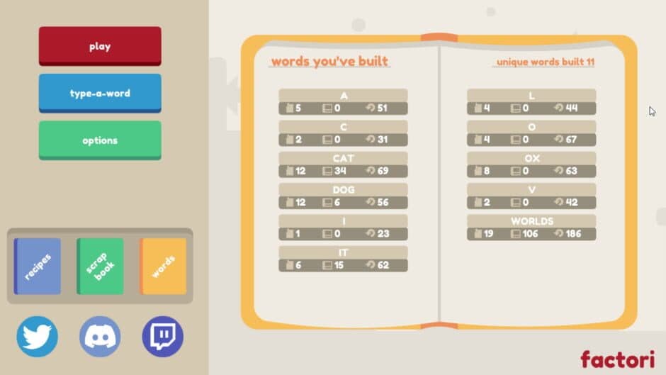 Word Factori screenshot