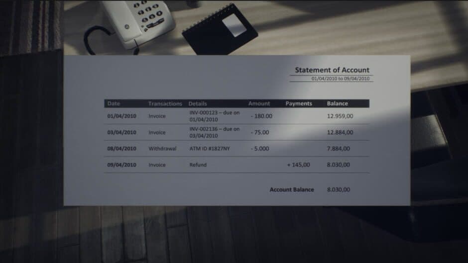 The Evidence screenshot