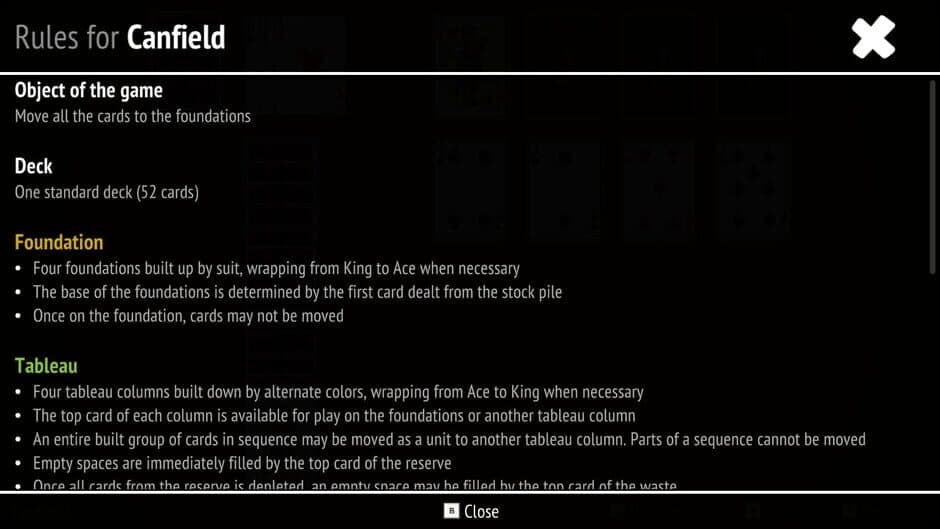 Canfield Solitaire Collection screenshot