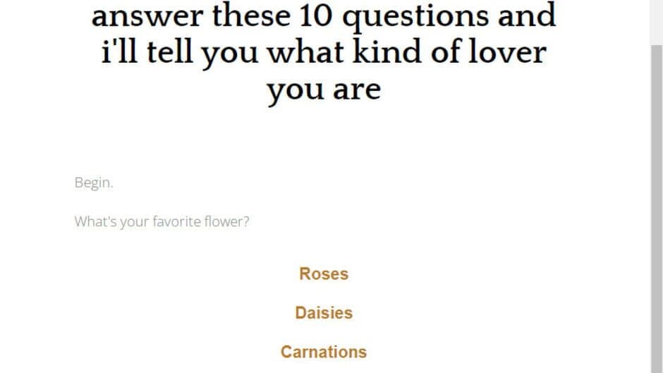 Answer These 10 Questions And I'll Tell You What Kind of Lover You Are screenshot