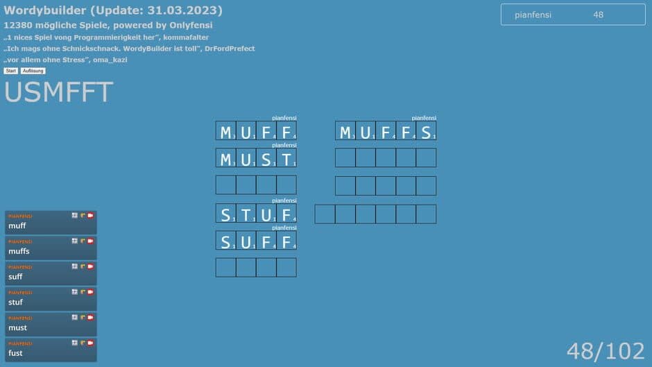 WordyBuilder screenshot