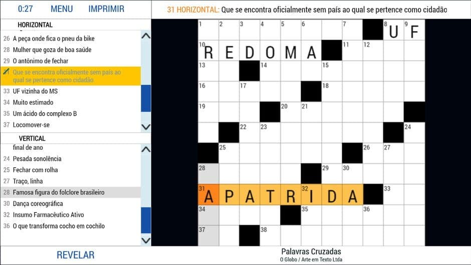 Palavras Cruzadas: O Globo screenshot