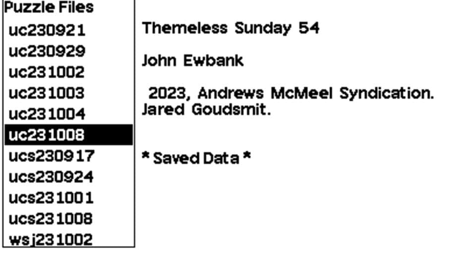 Crossword screenshot