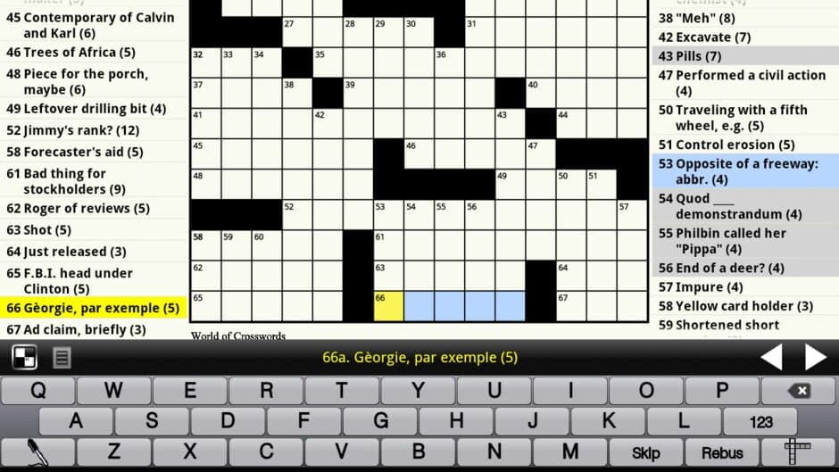 Crosswords screenshot