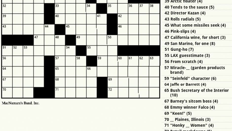 Crosswords screenshot