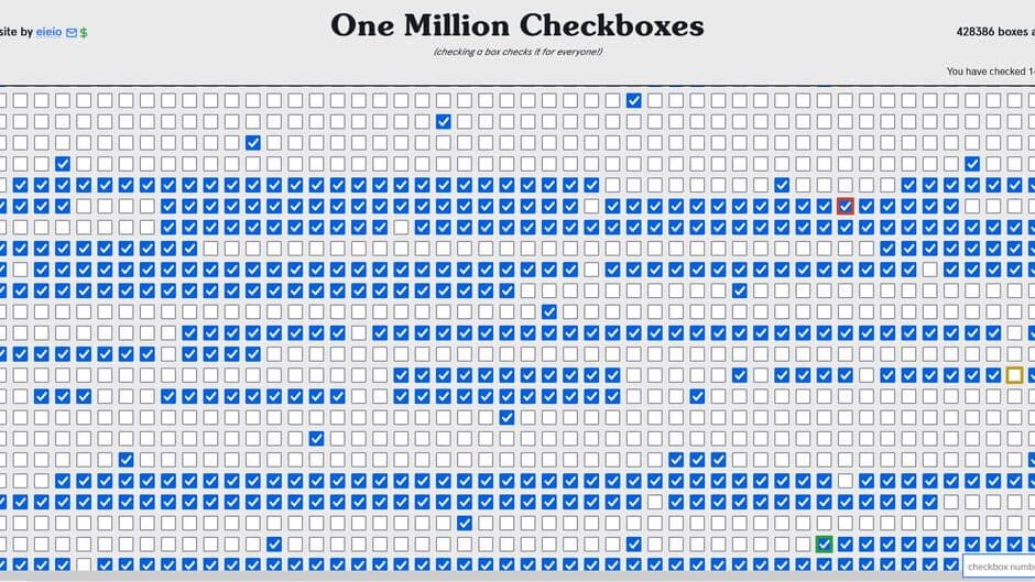One Million Checkboxes screenshot