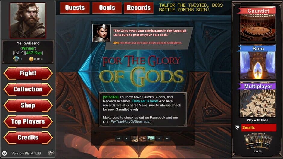 For the Glory of Gods TCG screenshot