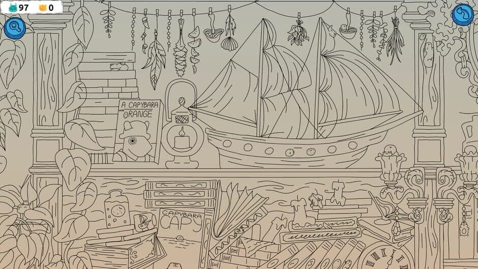 Hidden Capybaras with Orange in the Whimsical Library screenshot