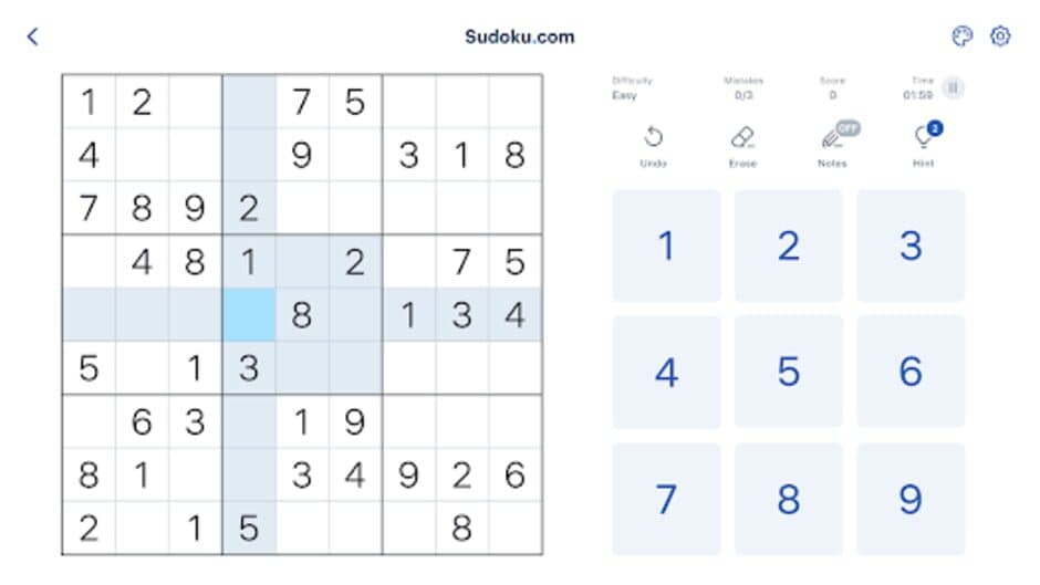 Sudoku.com screenshot