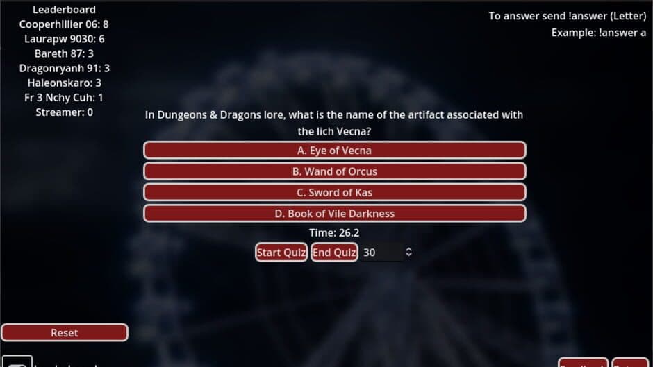 Streamers Interactive Quiz Game screenshot