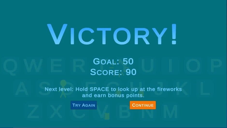 Typing Fireworks screenshot