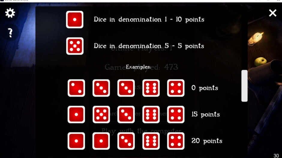 Bones game online screenshot