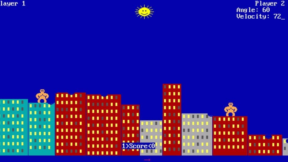 Qbasic Gorillas screenshot