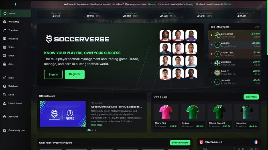 Soccerverse screenshot