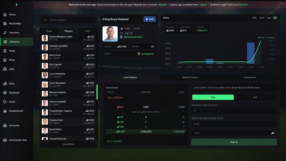 Soccerverse screenshot