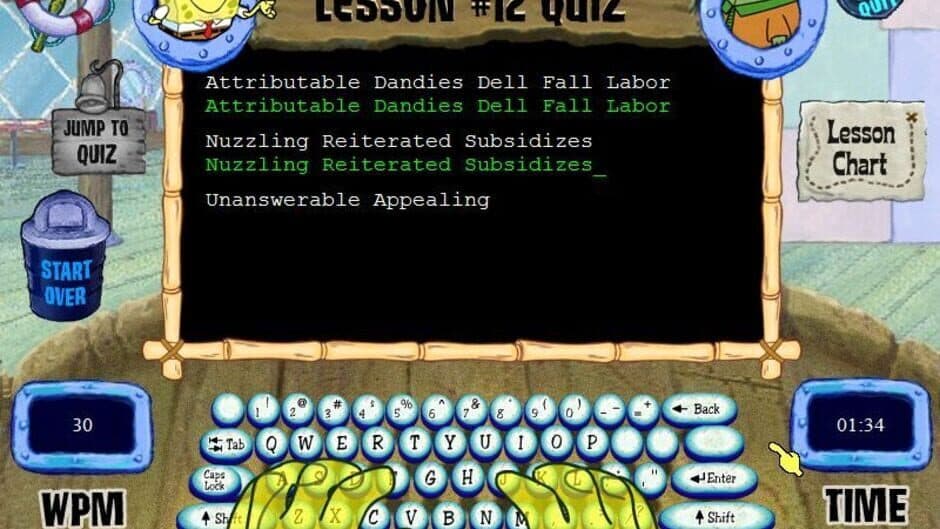 SpongeBob SquarePants Typing screenshot