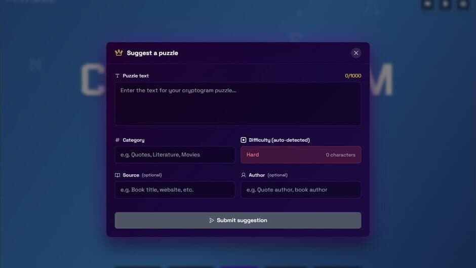 Cryptogram screenshot