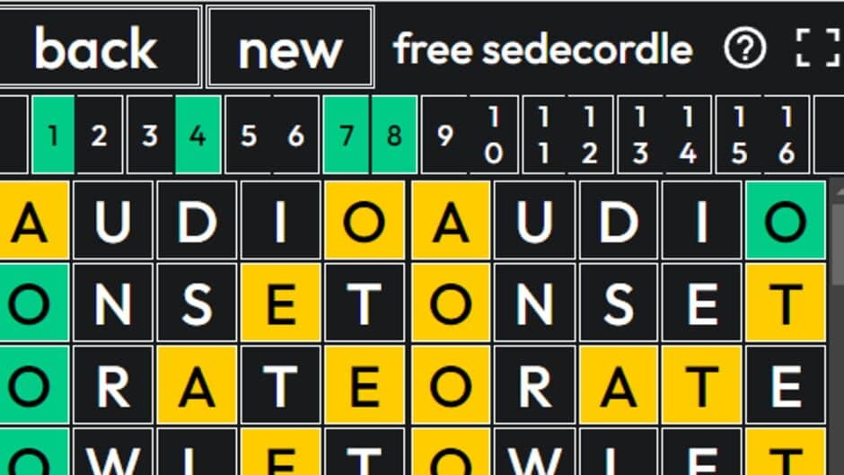 Sedecordle screenshot