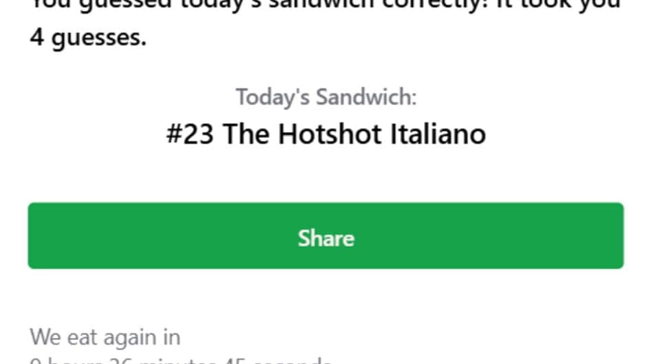 Subway Sandwichdle screenshot