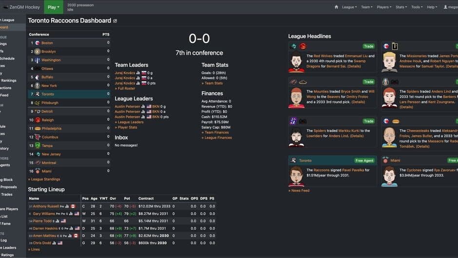 ZenGM Hockey screenshot